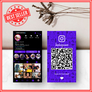 Hair Salon Instagram Violet   Social Media QR Code Business Card