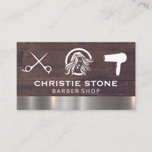Hair Salon Logo   Tools   Wood Metal Business Card