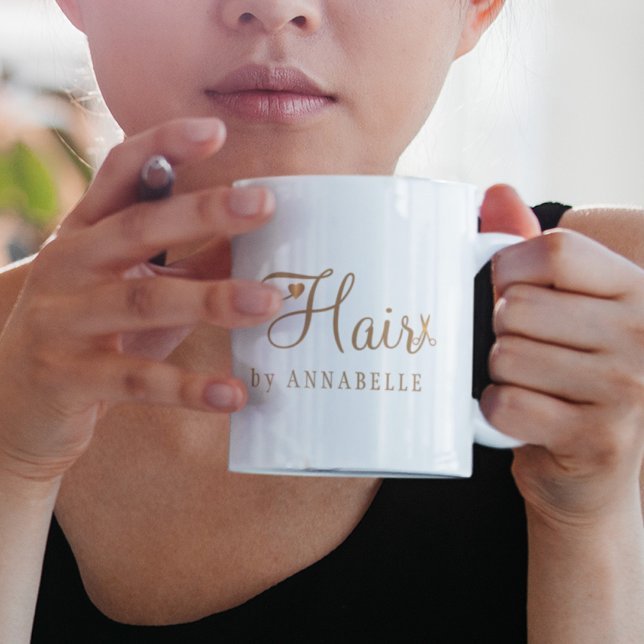 Hair salon name personalized gold typography logo  coffee mug (Creator Uploaded)
