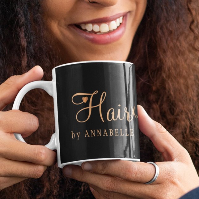 Hair salon name personalized gold typography logo  coffee mug (Creator Uploaded)
