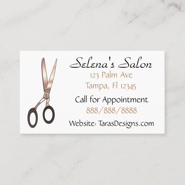 Hair Salon Personalized Business Cards (Front)