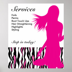 Hair Salon Poster Pink Woman Tiger Stripes