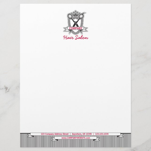 Hair Salon Professional Modern Business Letterhead (Front)