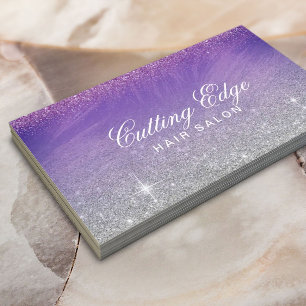 Hair Salon Purple Silver Glitter Appointment Card