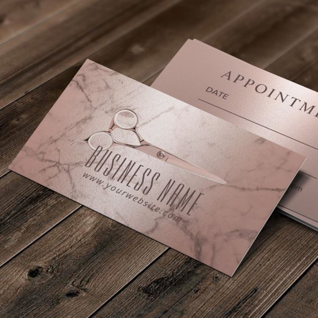 Hair Salon Rose Gold Marble Modern Appointment Card (Creator Uploaded)