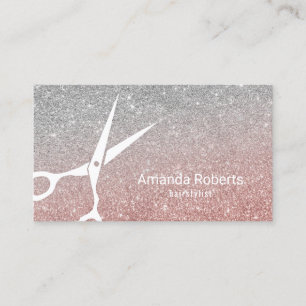 Hair Salon Rose Gold & Silver Glitter Appointment Card