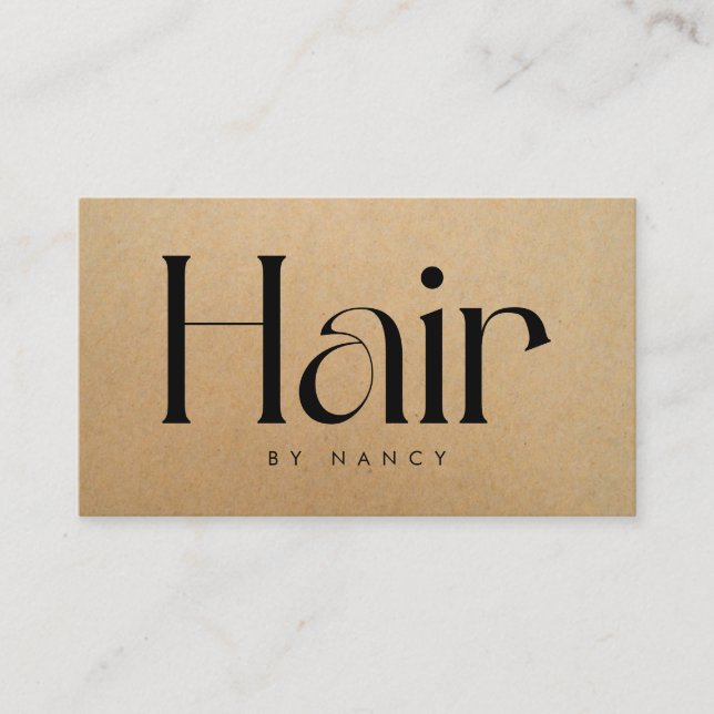 Hair Salon Rustic Kraft  Business Card (Front)