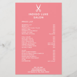 Hair Salon Scissors Coral Service Menu Price List