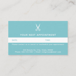 Hair Salon Scissors Modern Teal Appointment Card