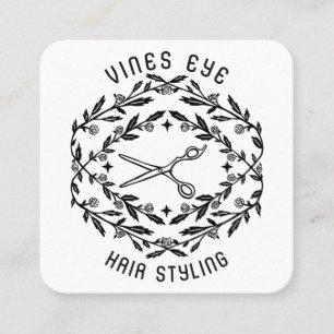 Hair Salon Scissors Roses Vines Magical Boho Luxe Square Business Card