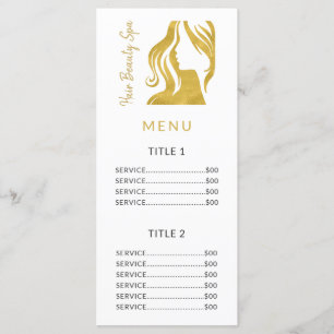 Hair salon simple gold white price list services program