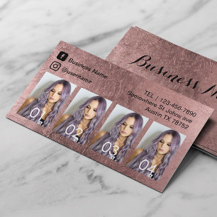 Hair Salon Social Media Custom Photo Rose Gold Business Card