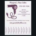 Hair Salon Stylist Flyer, Tear Off Strips Flyer<br><div class="desc">Get the word out about your hair salon or stylist business with this flyer that's easy to customize with all of your details. It features a fun retro style with an illustration of a vintage hairdryer in dark purple. This flyer is perfect for hanging in coffee shop and on community...</div>