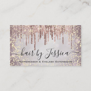 Hair Salon Stylist Hairdresser Rose Drips QRCode Business Card