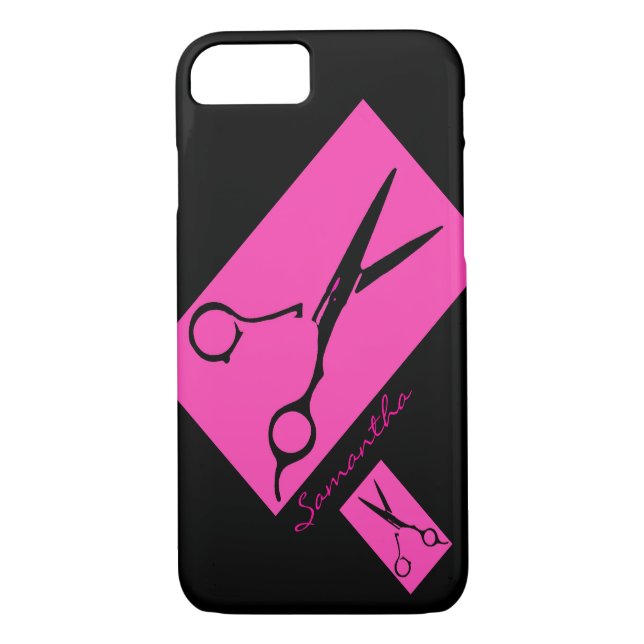 Hair salon stylist pink black iPhone 7 case (Back)