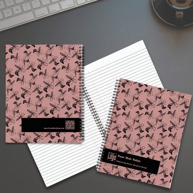 Hair Salon Tools Pattern Black Pink Promotional  Notebook (Creator Uploaded)