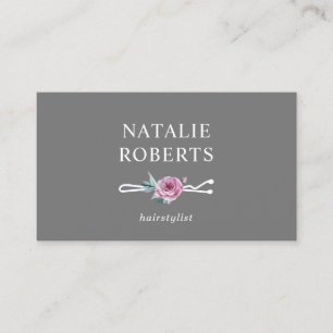 Hair Salon Vintage Flower Bobby Pin Elegant Floral Business Card