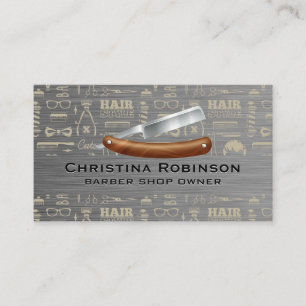 Hair Style Barber Pattern   Straight Edge Blade Business Card