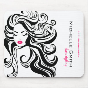 Hair Styling Hair Extensions Curly Hair Black Pink Mouse Pad