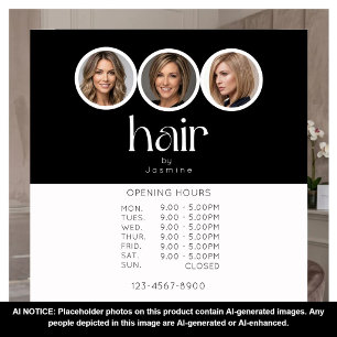 Hair Stylist 3 Photo Opening Hours Black White Window Cling