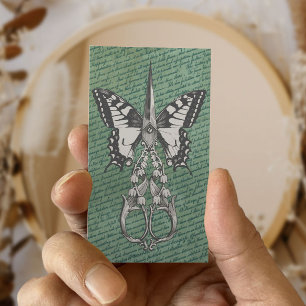 Hair Stylist Antique Scissor & Butterfly Vintage Business Card