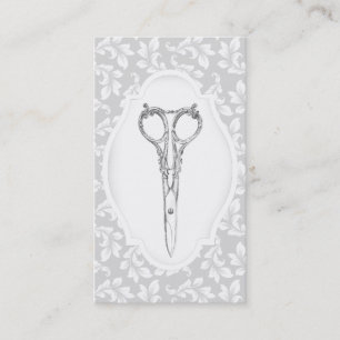 Hair Stylist Antique Silver Scissor Elegant Salon Business Card