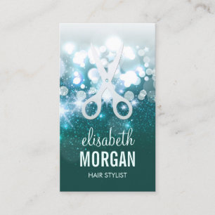 Hair Stylist Appointment Card Teal Glitter Sparkle