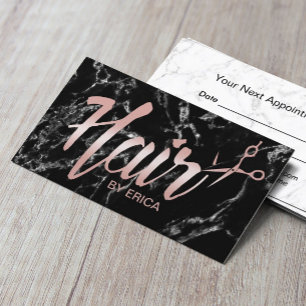 Hair Stylist Appointment Classy Script Dark Marble Card