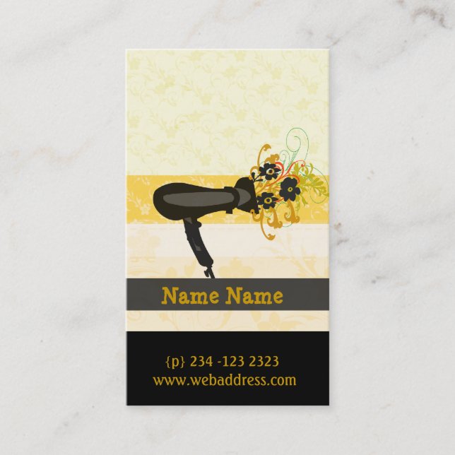 Hair Stylist Appointment Golden Florals Dryer Card (Front)