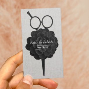Hair Stylist Appointment Vintage Black Floral Card