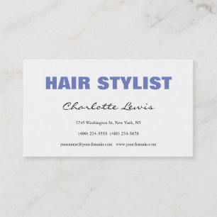 Hair Stylist Artist Designer Minimalist White Business Card