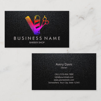 Hair Stylist Barber Colourful Scissor Barber Pole Business Card