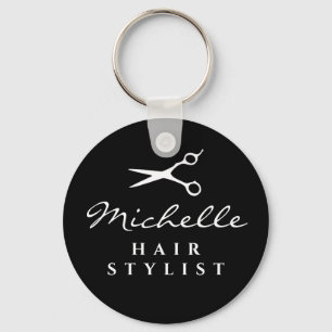 Hair stylist barber salon scissors custom name keychain