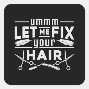 Hair Stylist Barber Scissors Hairdresser Hair Gift Square Sticker