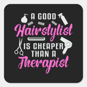 Hair Stylist Barber Scissors Therapy Hair Gift Square Sticker
