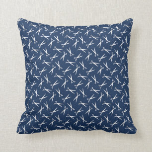 Hair Stylist Barber Shop Scissor Pattern Navy Blue Throw Pillow