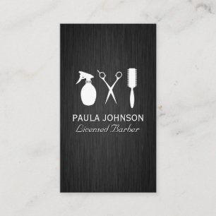 Hair Stylist Barber Tools   Dark Metallic Business Card