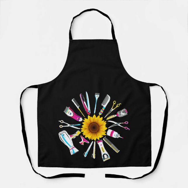 Hair Stylist Barber Tools Floral Apron (Front)