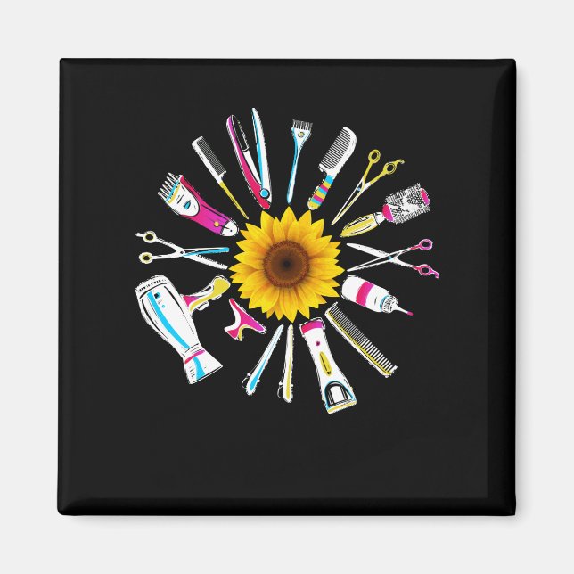 Hair Stylist Barber Tools Floral Magnet (Front)