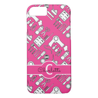 Hair Stylist Beautician Girly Pink Monogrammed Case-Mate iPhone Case