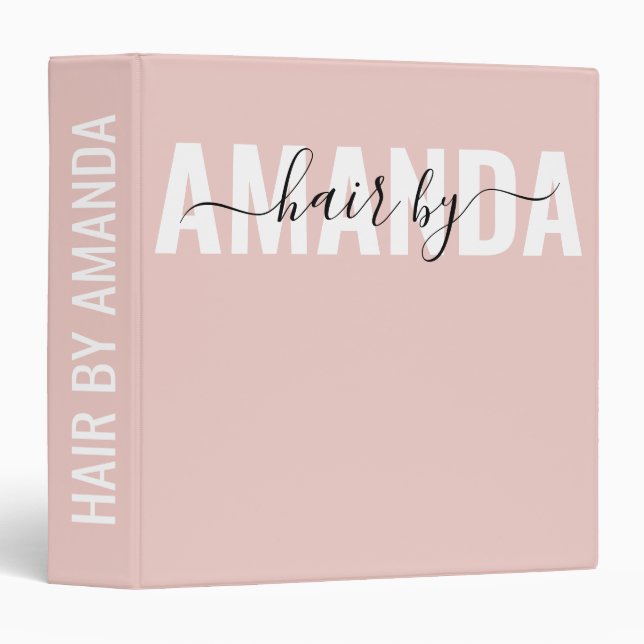 Hair Stylist Beauty Salon Blush Pink Business Binder (Front/Spine)