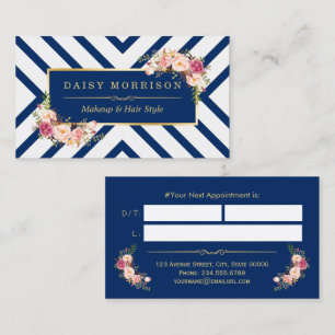Hair Stylist Beauty Salon Floral Navy Appointment Card