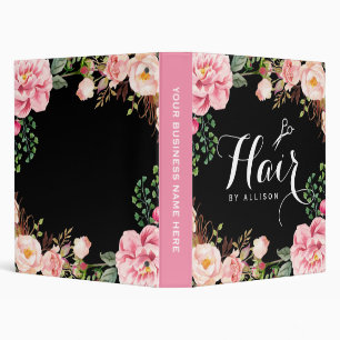Hair Stylist Beauty Salon Romantic Pink Floral Binder