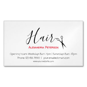 Hair Stylist - Black and Red Magnetic Business Card