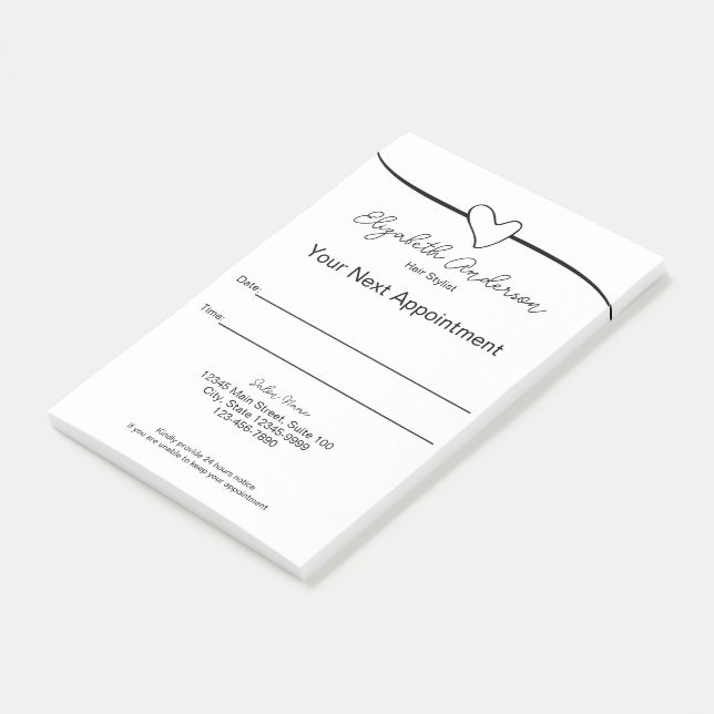 Hair Stylist Black and White Your Next Appointment Post-it Notes (Angled)