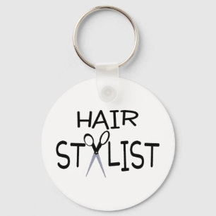 Hair Stylist Black With Scissors Keychain