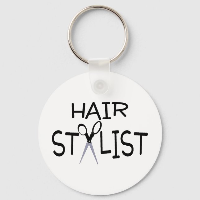 Hair Stylist Black With Scissors Keychain (Front)
