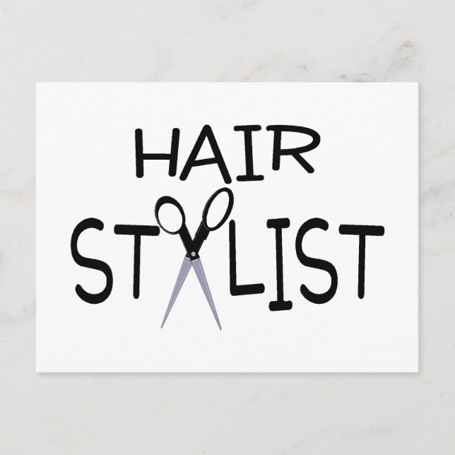 Hair Stylist Black With Scissors Postcard (Front)