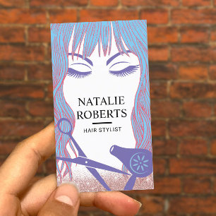 Hair Stylist Blue Hair Beauty Girl Hair Salon Business Card