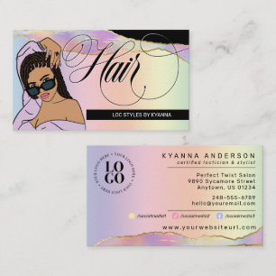 Hair Stylist, Braids, Locs, Salon, Custom Logo Business Card